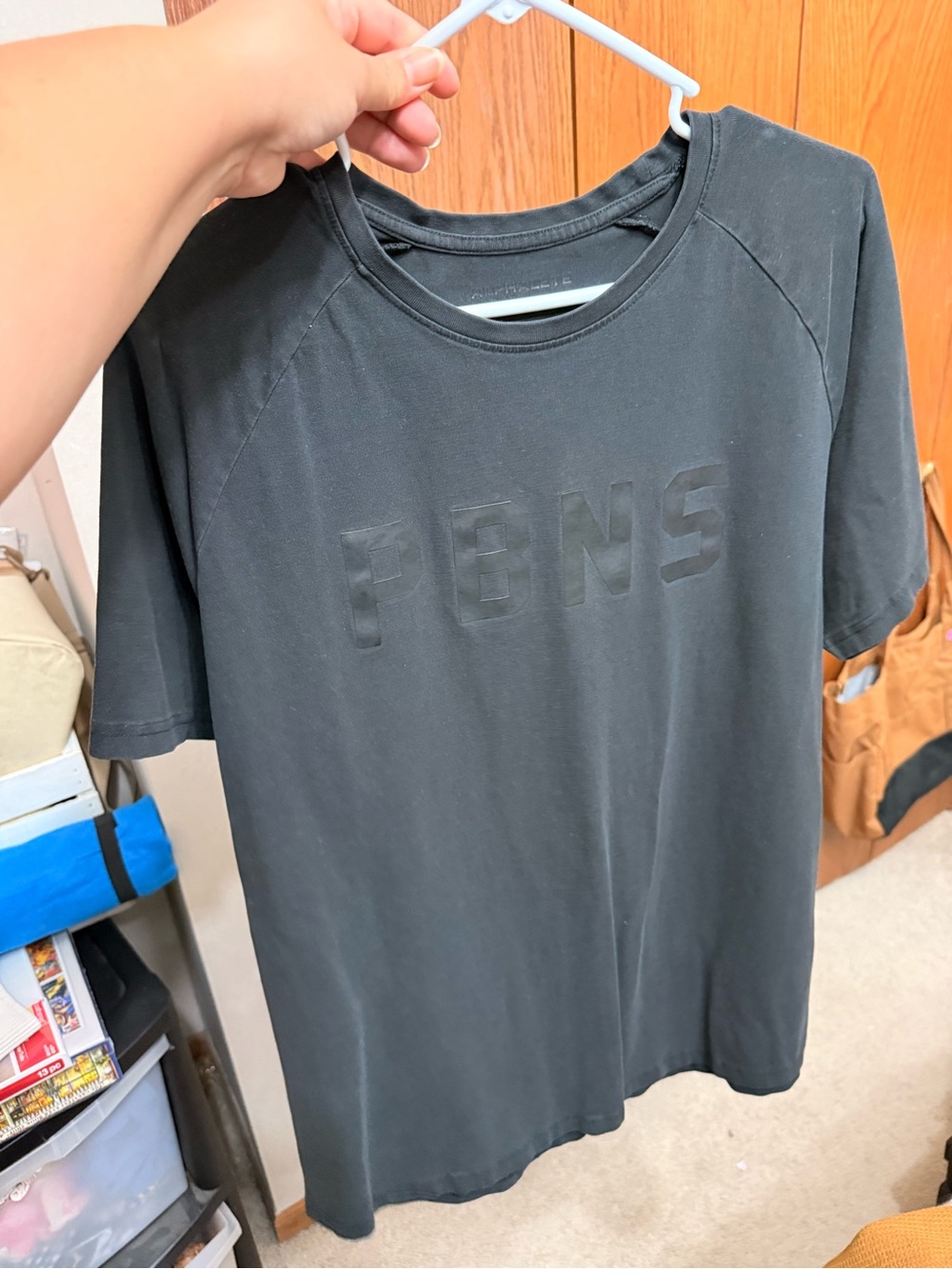 Alphalete Black Crewneck T-Shirt with Subtle 'PBNS' Emboss